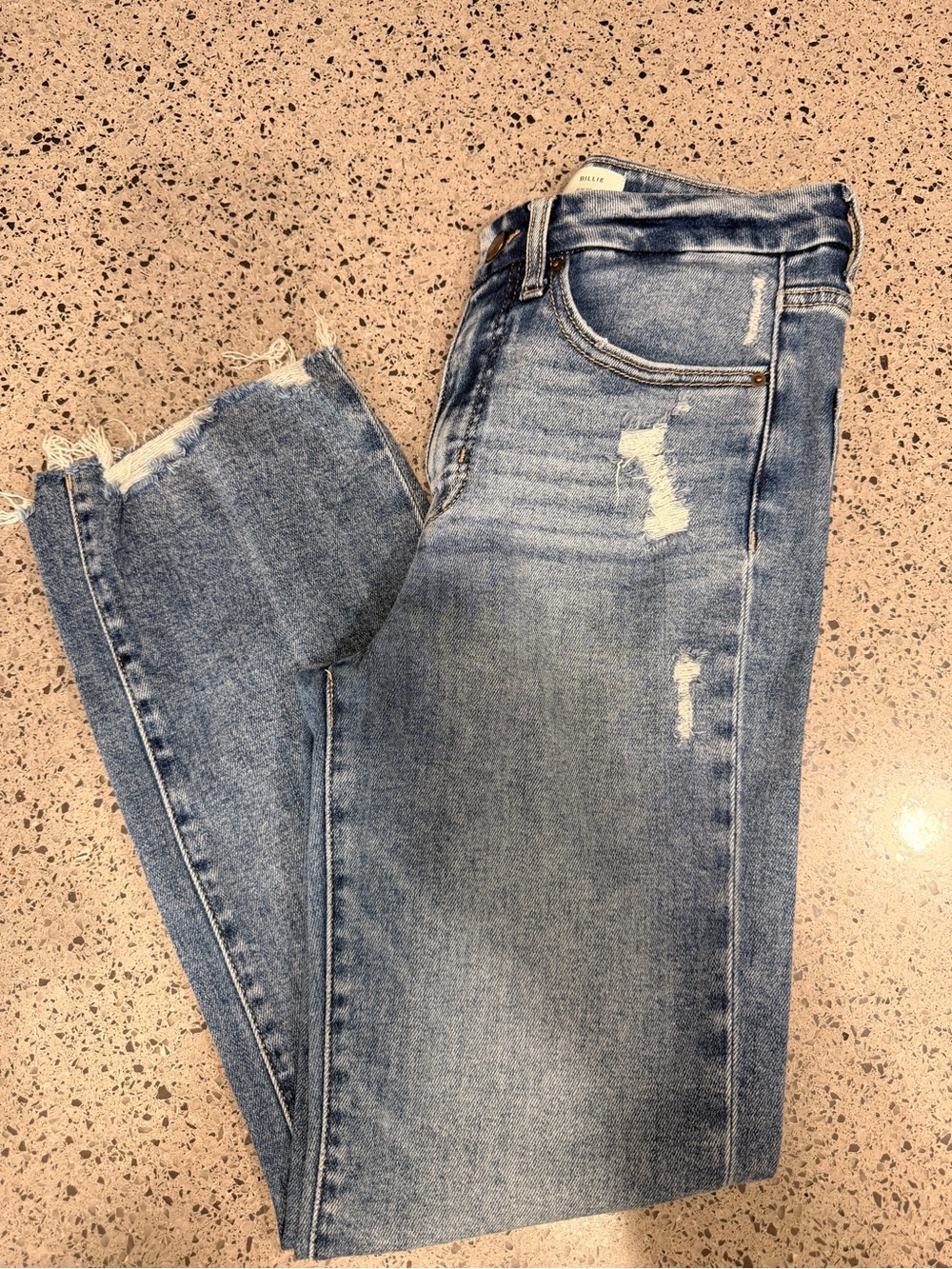 Women's Light Blue Billie  Distressed Straight Jeans